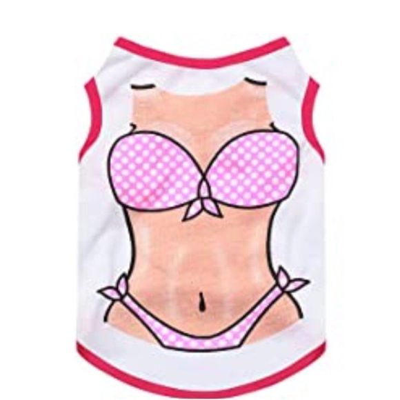 Other - 2/$10; 4/$15 LAST ONE!! NWOT, Pink & White Bikini Little Pet Tee: Medium